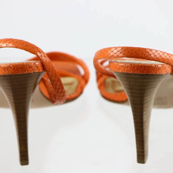 sz 8.5 NEW COACH orange PYTHON snakeskin strappy - Picture 5 of 5